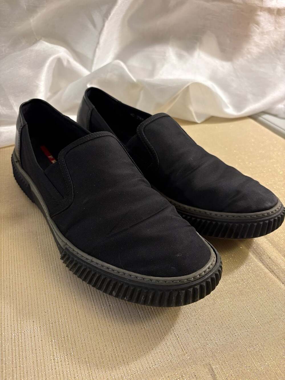 Prada Black Nylon Slip-On Sneakers Size 40